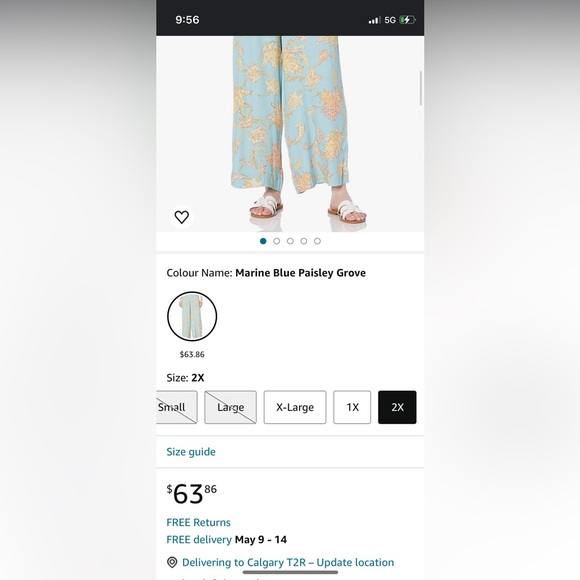 JS Flowy Marine Blue Floral Wide Leg - Picture 7 of 11